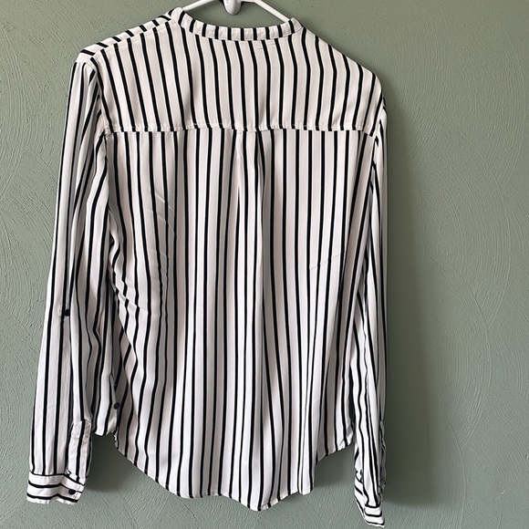 Khujo Women's Constanze White Striped Viscose Long Sleeves Shirt Size Medium - Picture 7 of 7